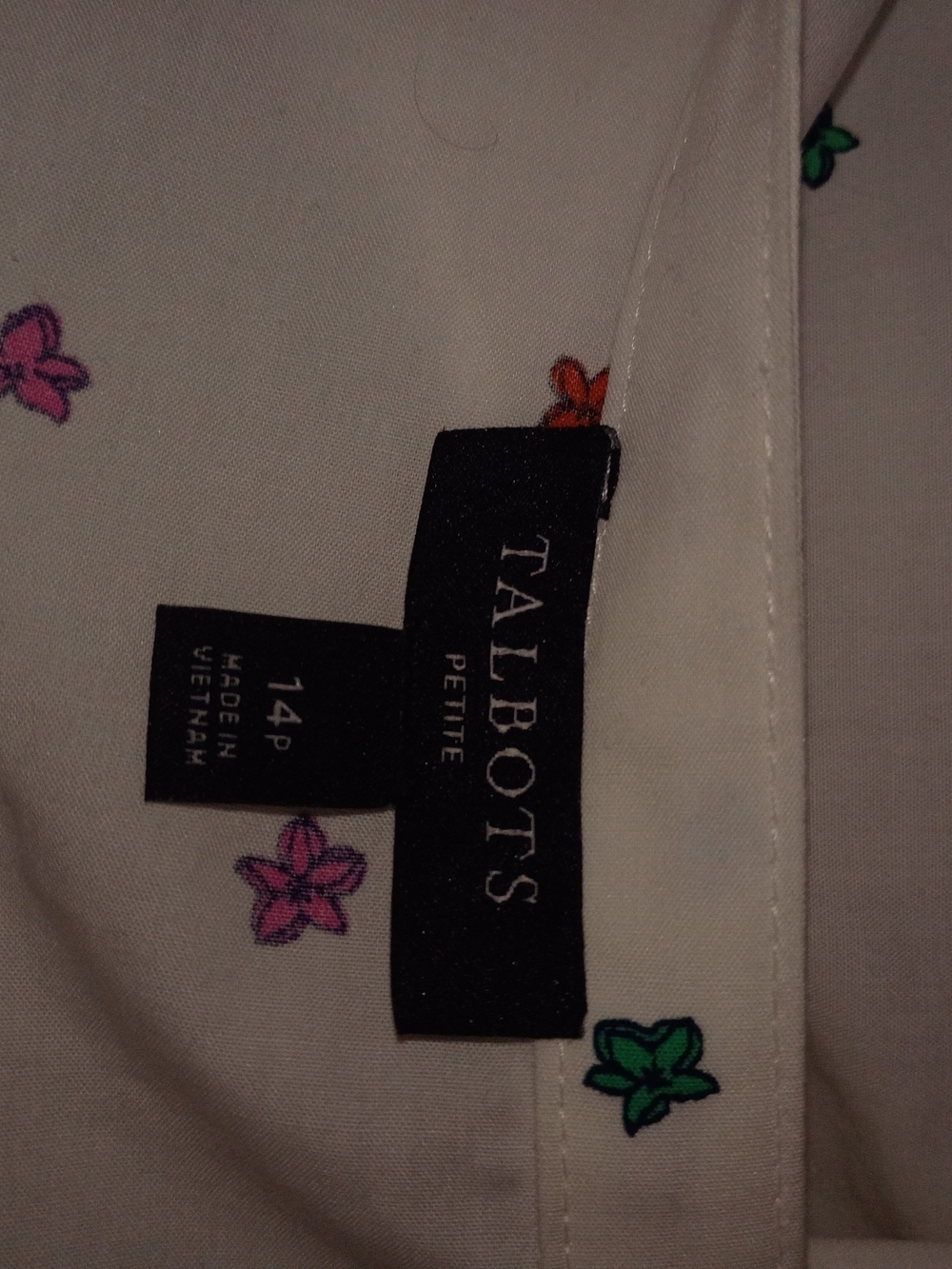 100% Cotton Talbots Ivory Midi Dress with Multicolor Floral Border - Picture 10 of 11